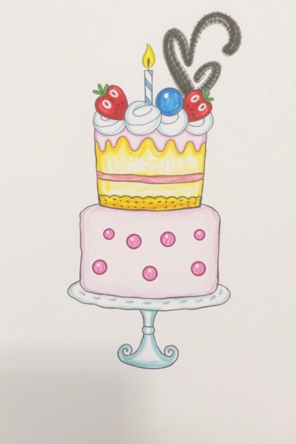 Whimsical cake drawing