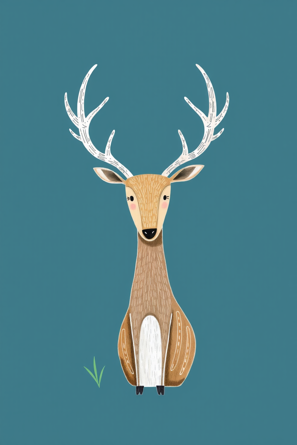 Whimsical deer with antlers drawing