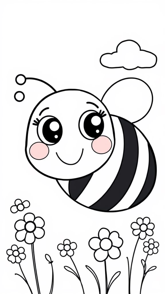 adorable bee coloring page
