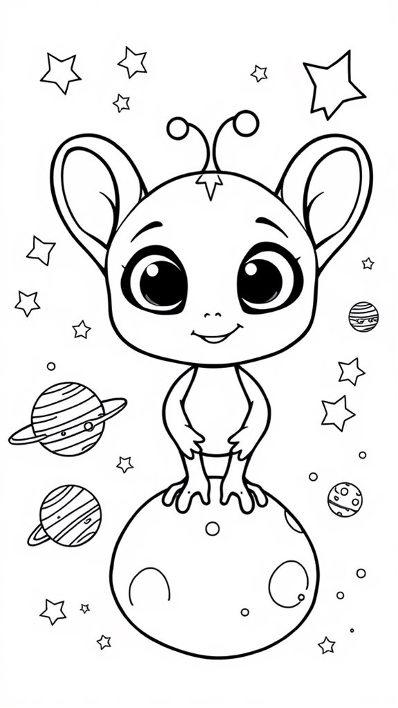 adorable extraterrestrial coloring sheet