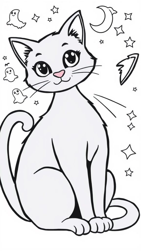 adorable feline coloring sheet