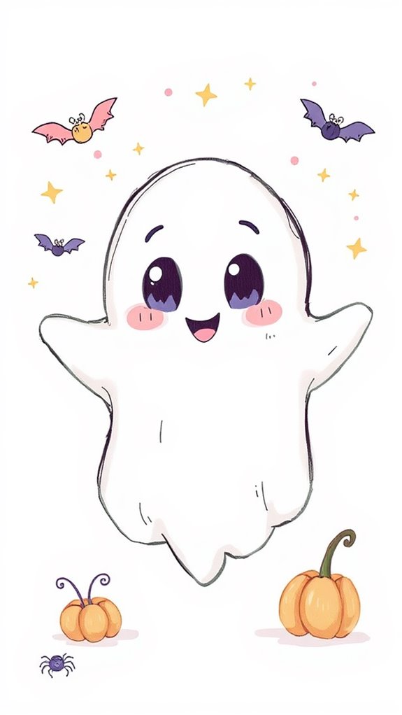 Adorable Cute Ghost Drawing Fun Cute Ghost Art For Kids And Fans