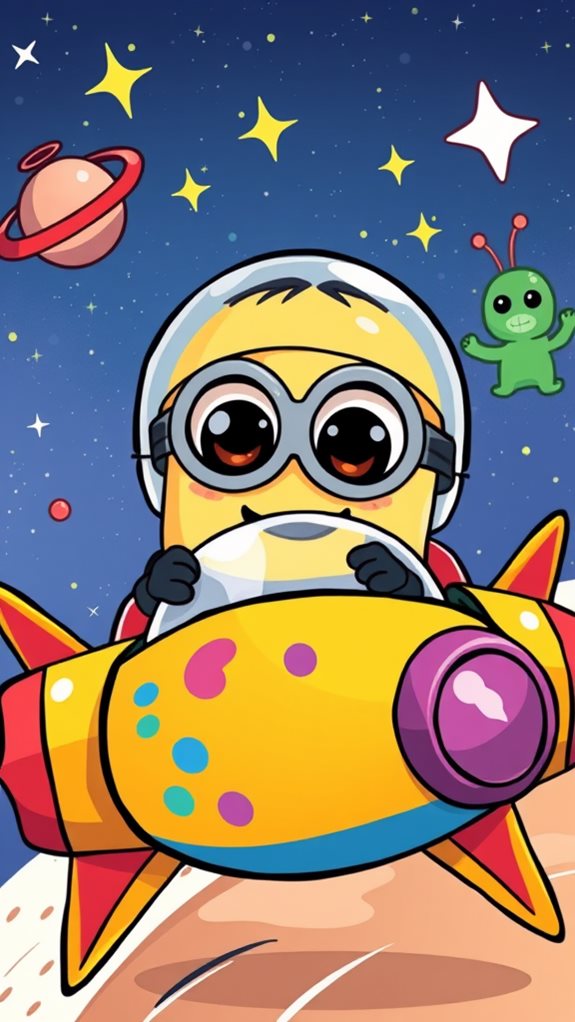 adorable minion in spaceship
