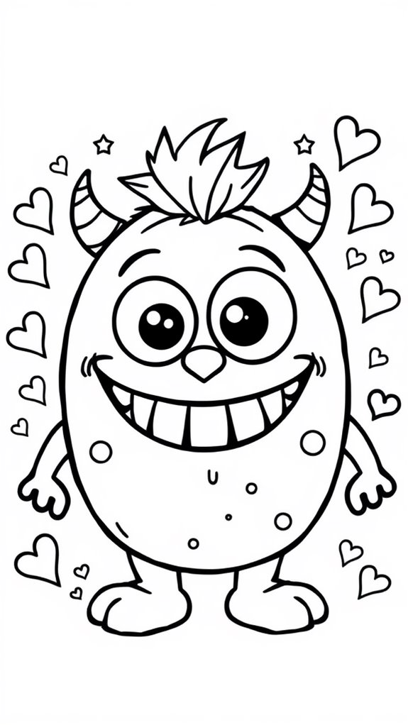adorable monster coloring sheet