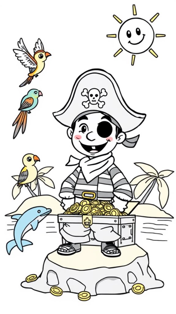 adorable pirate coloring page