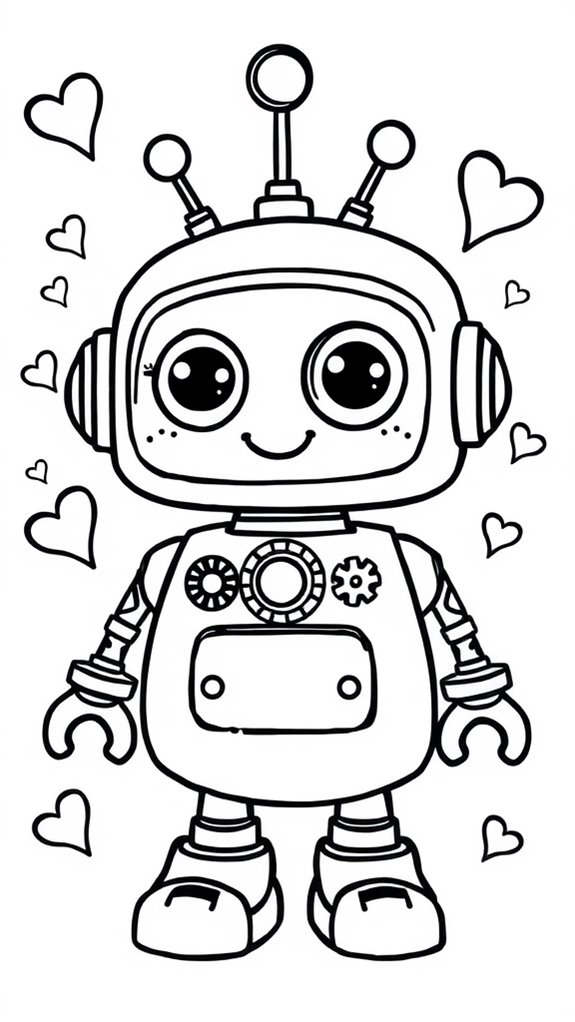 adorable robot coloring activity