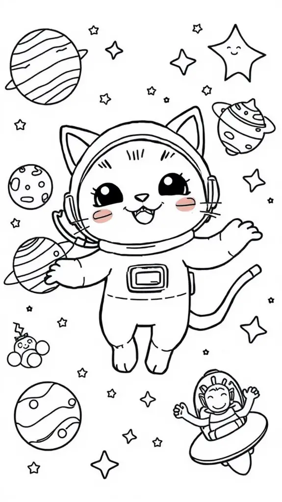 adorable space adventure coloring