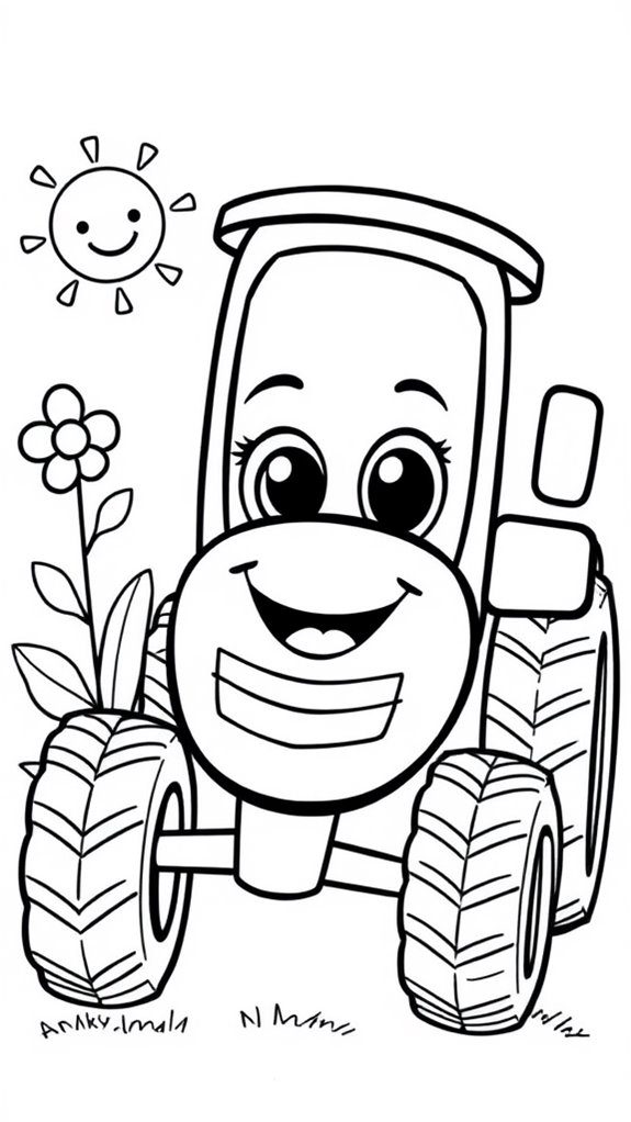 adorable tractor coloring page