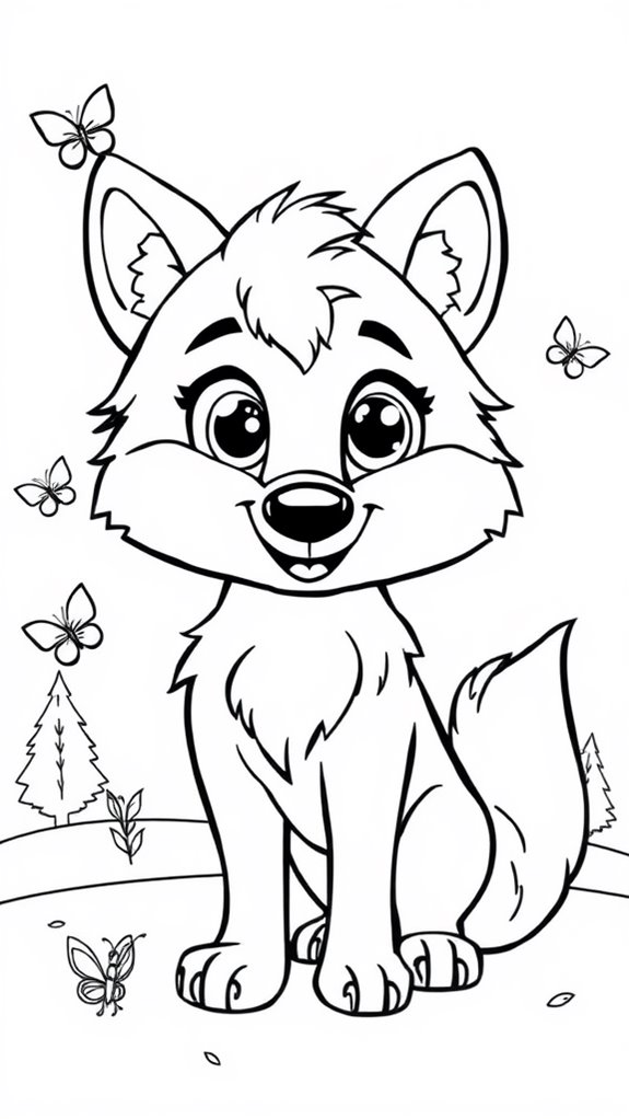 adorable wolf coloring page