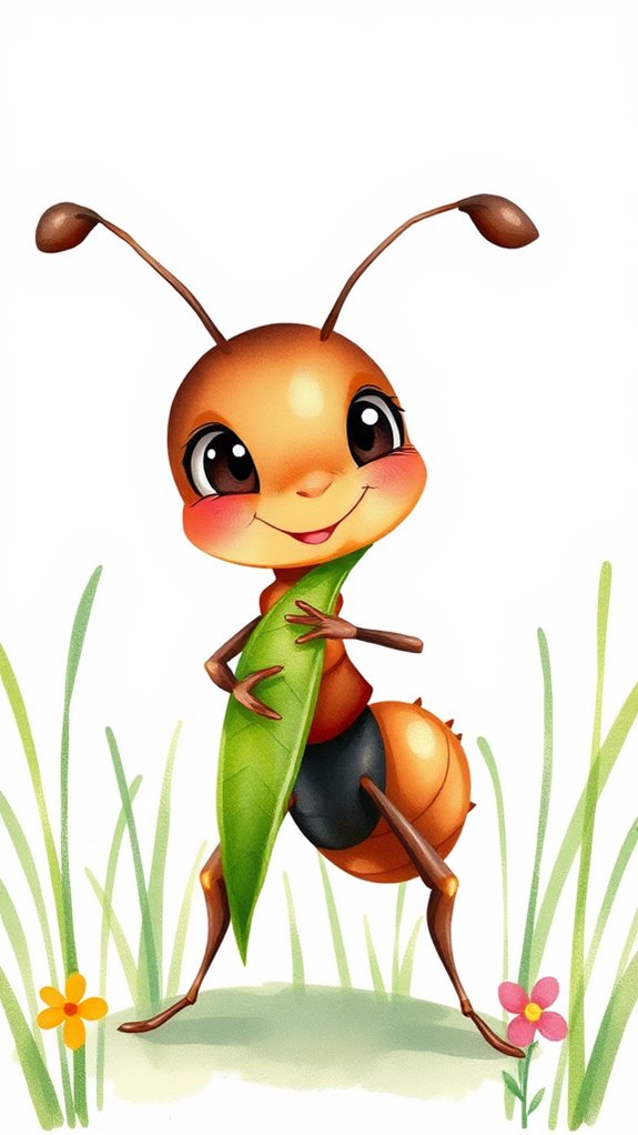 ant carrying leaf illustration