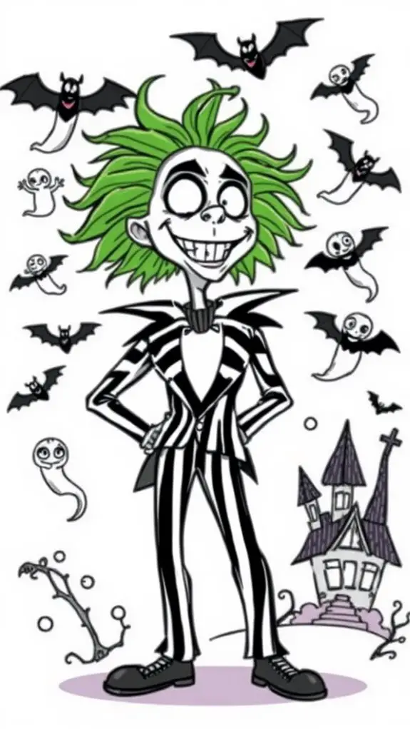 beetlejuice cartoon coloring page