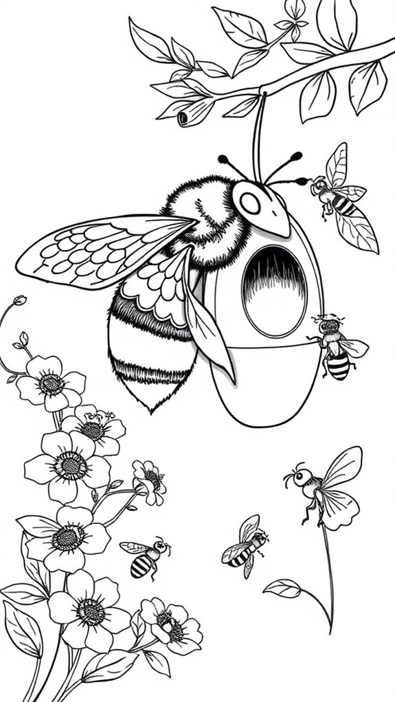 buzzing bees hive coloring
