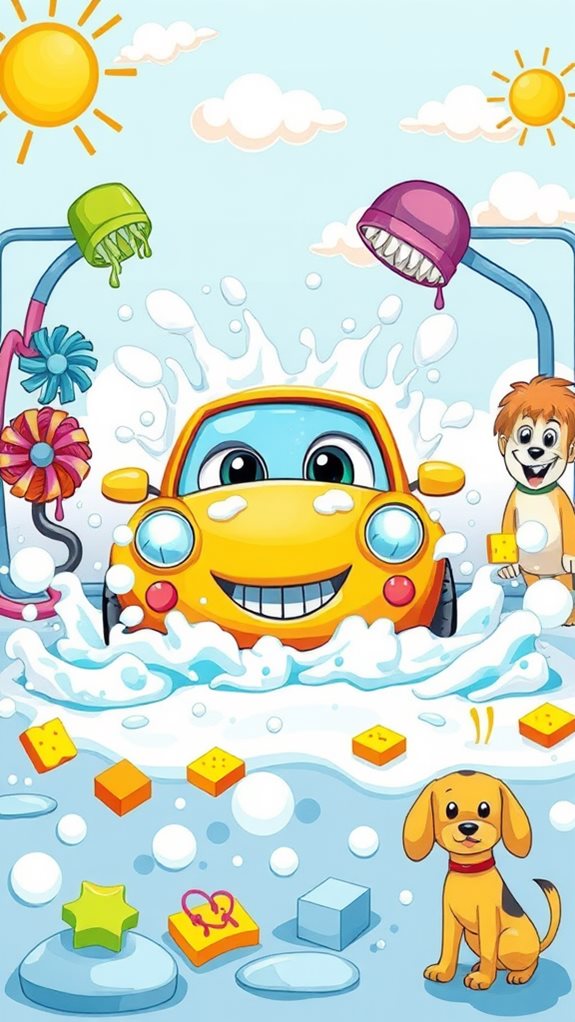 car wash drawing illustration