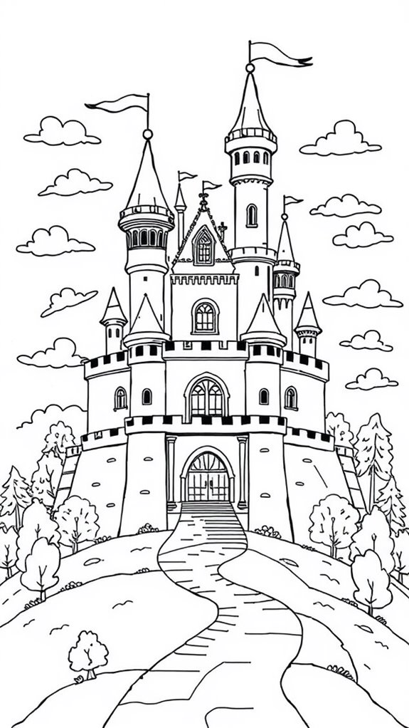 castle themed coloring page