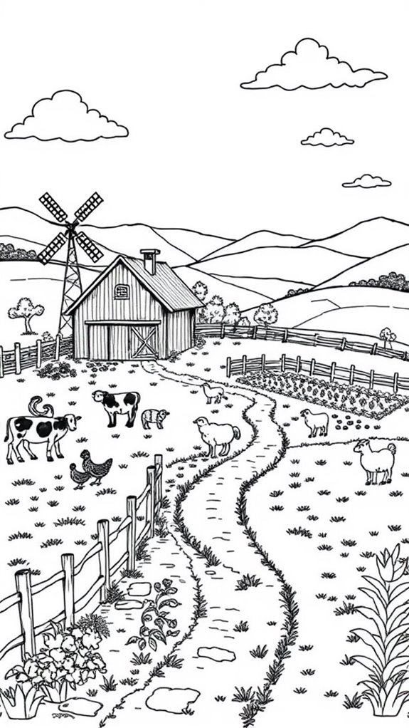 charming rural landscape illustration