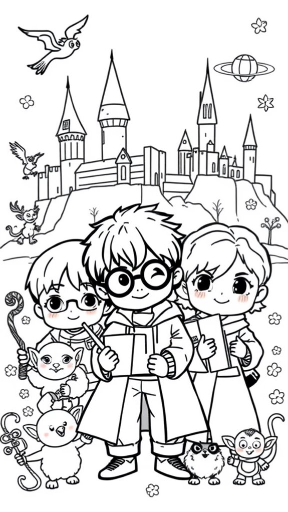 chibi harry potter coloring