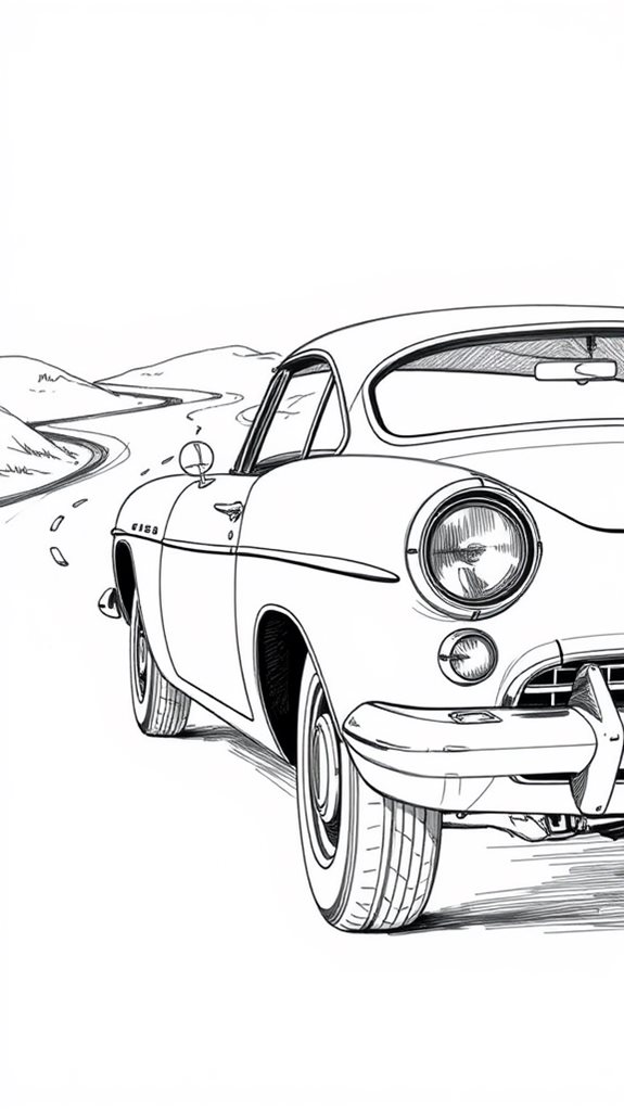 classic car sketch drawing
