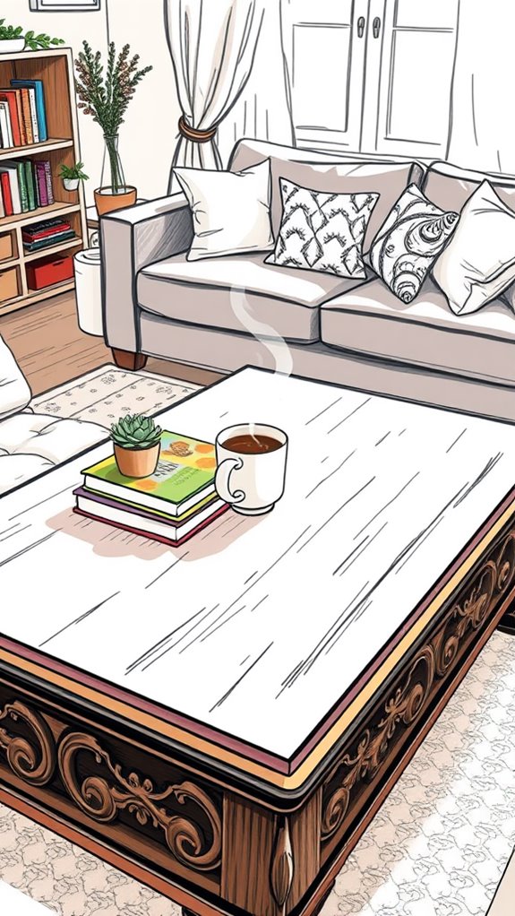 coffee table sketch drawing