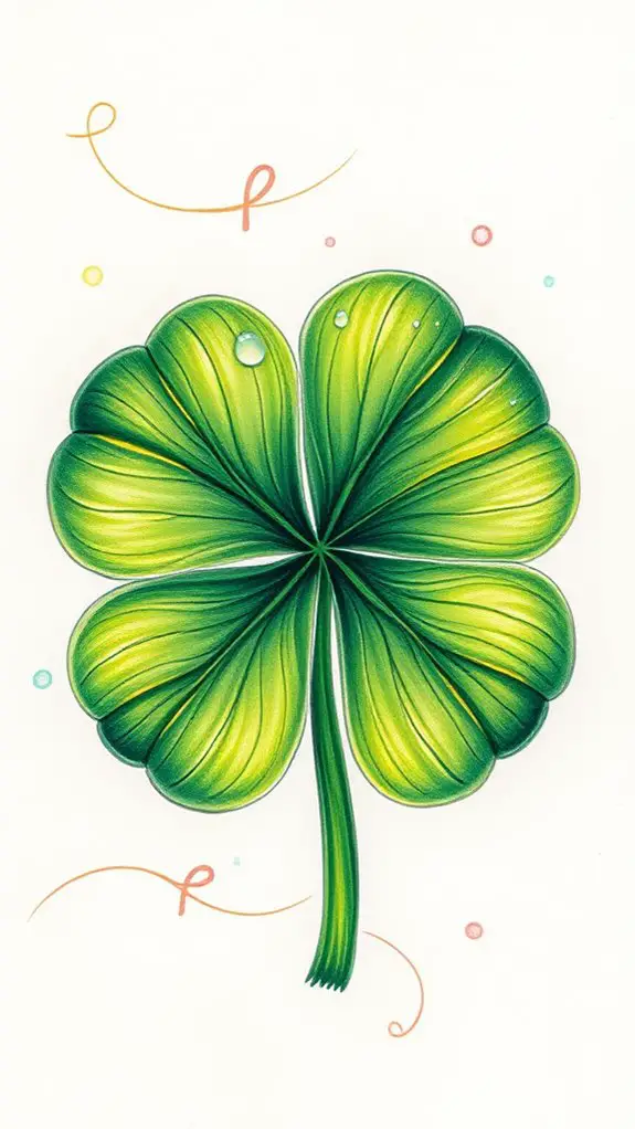 color pencil clover artwork