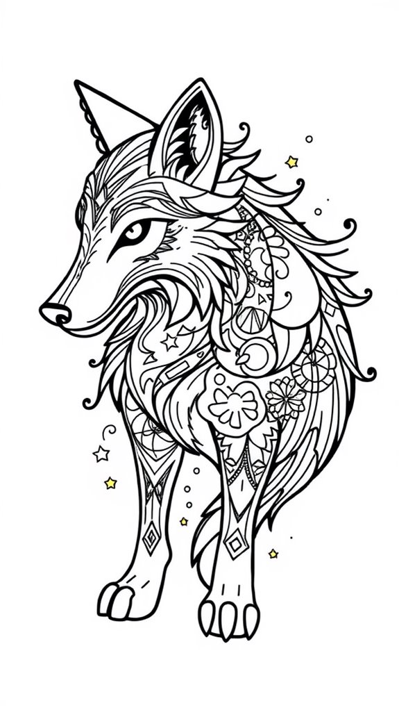 colorful abstract wolf design