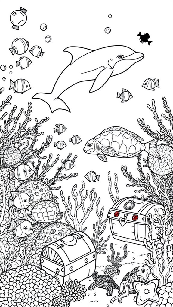 colorful aquatic exploration scene