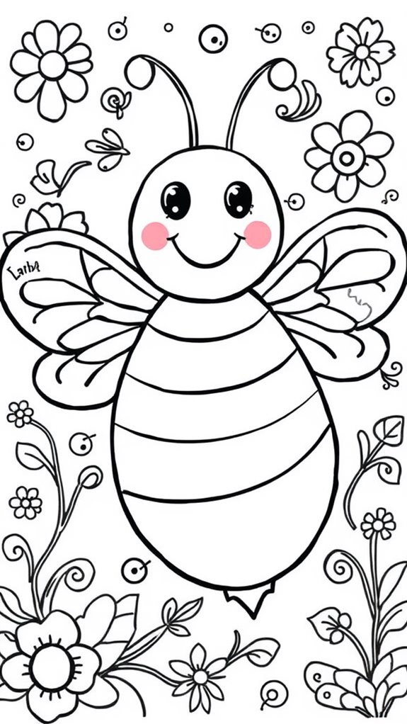 colorful bee doodle art