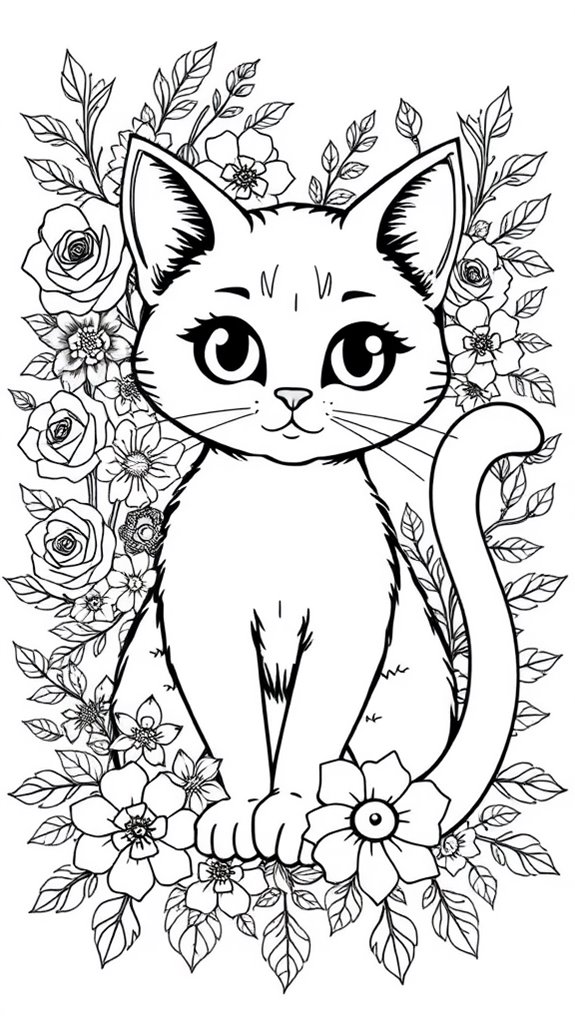 colorful floral cat design