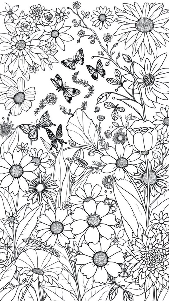 colorful floral coloring activity