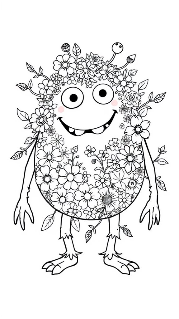 colorful floral monster art