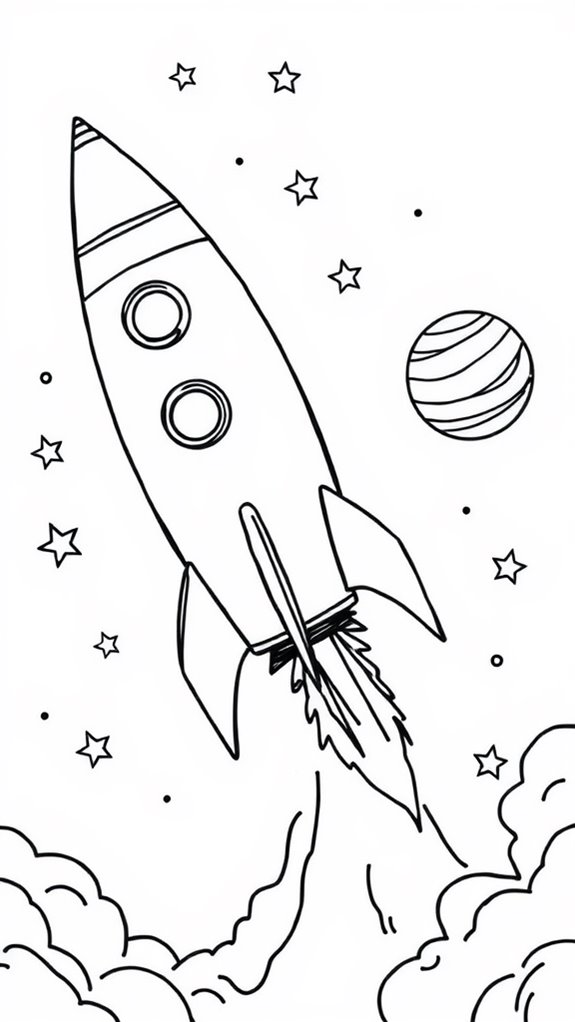 colorful rocket ship illustration