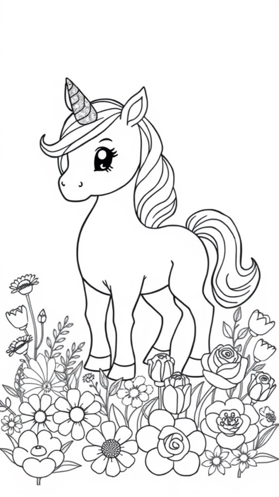 coloring page baby unicorn