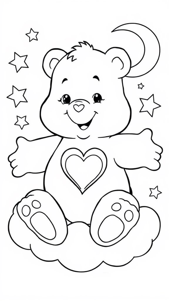 coloring page care bear