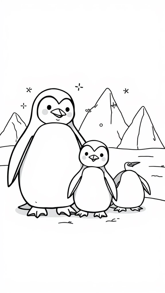 coloring page for penguins