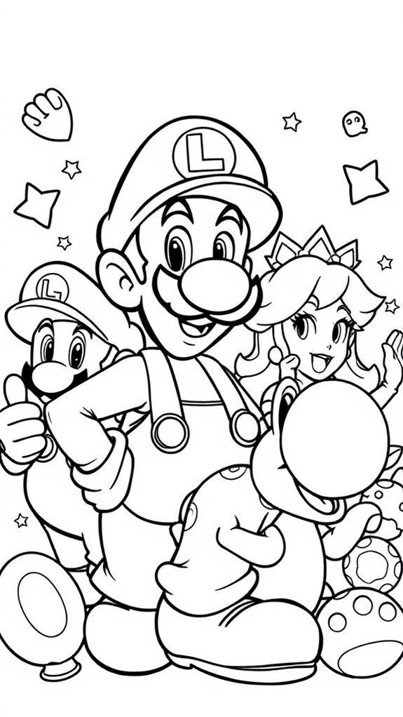 coloring page luigi friends