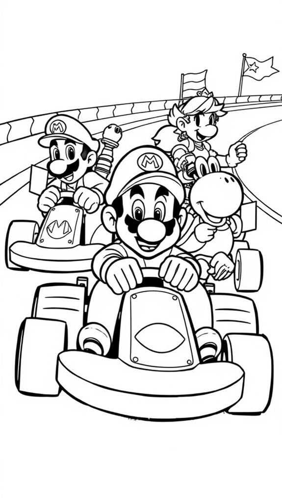 coloring page mario kart