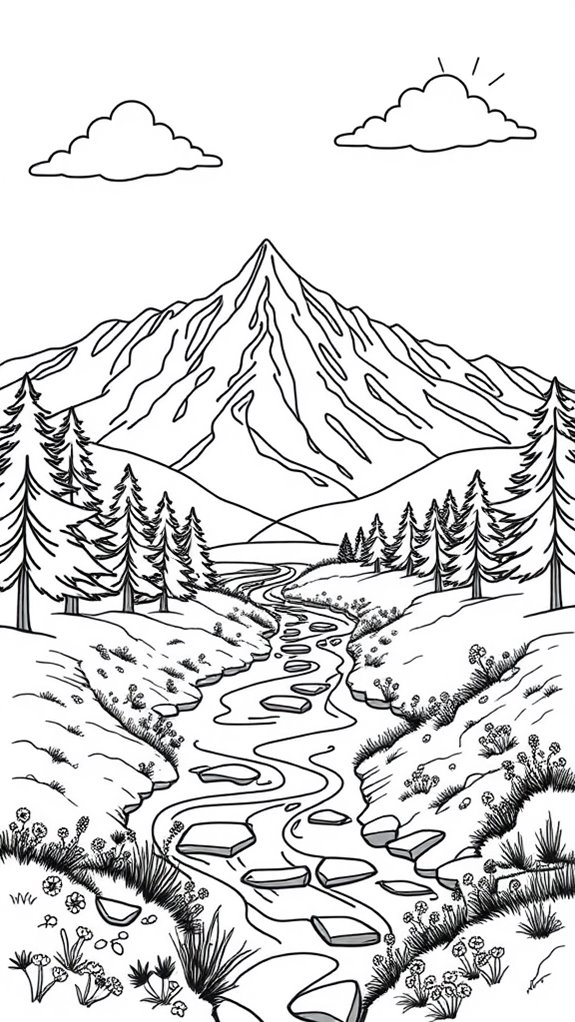 coloring page nature landscape
