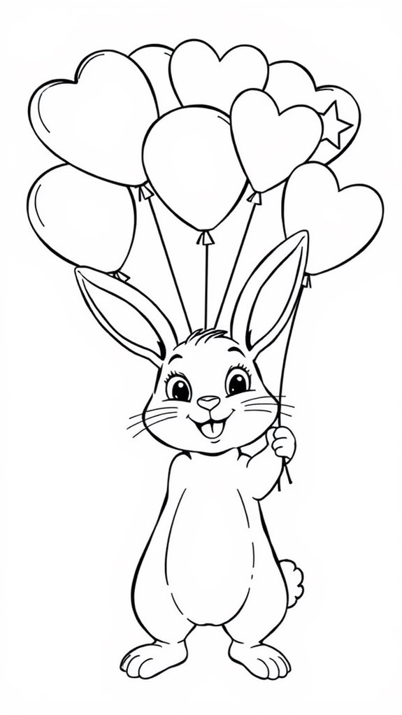 coloring page playful rabbit