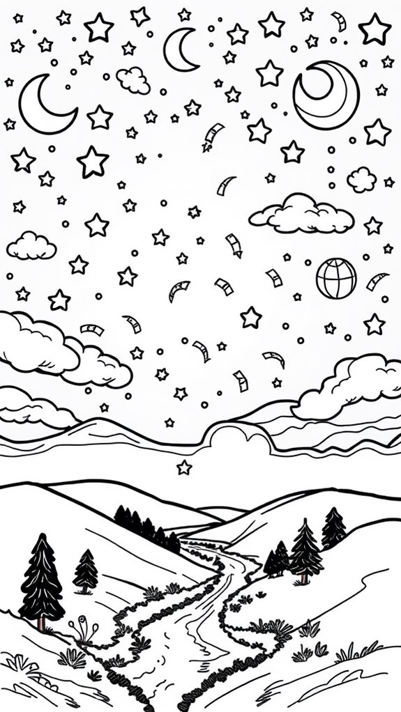 coloring page starry night