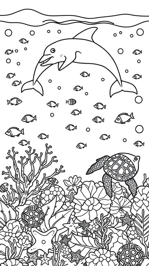 coloring page underwater scene