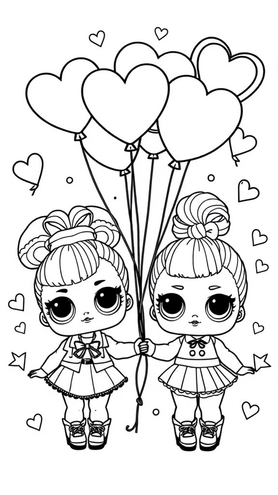 coloring page with dolls