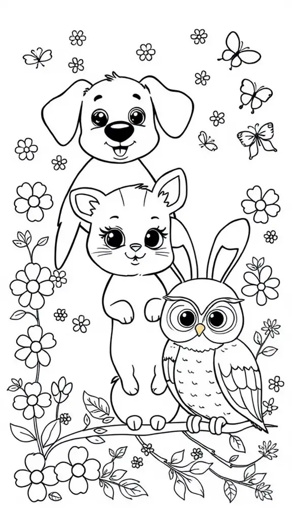 cute animal coloring activity