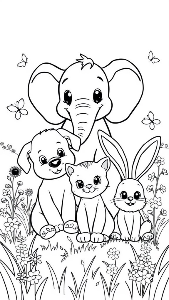 cute animal coloring activity