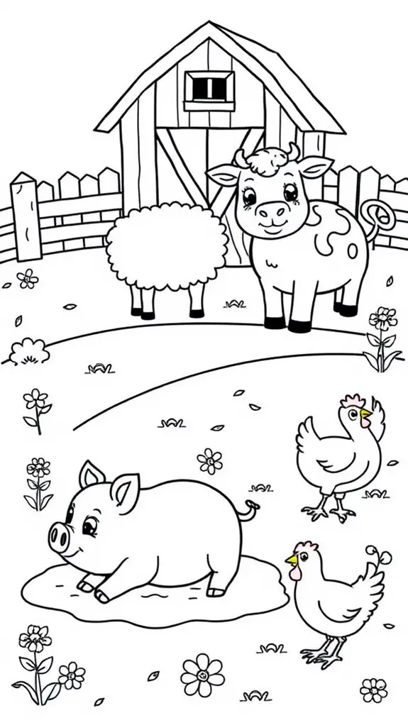 cute farm animal coloring