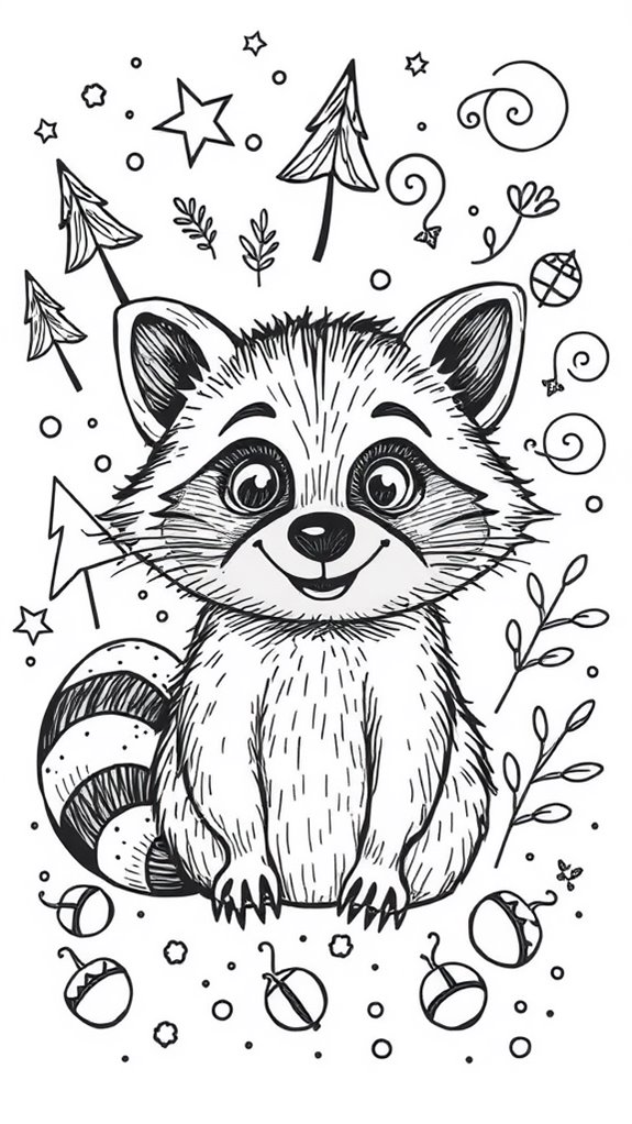 cute raccoon doodle artwork