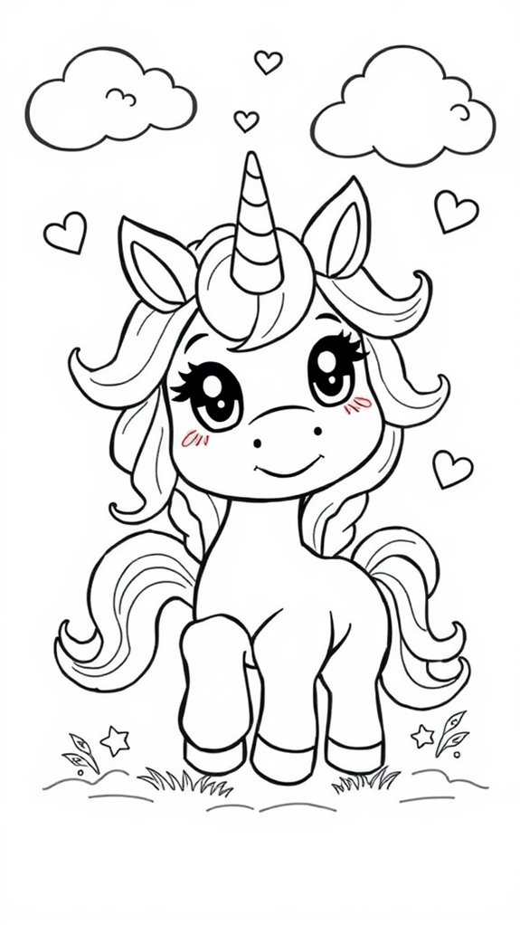 cute unicorn coloring page