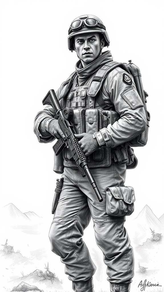 detailed military figure illustration