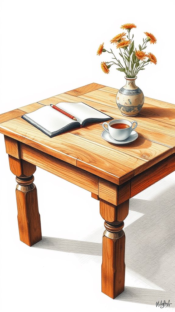 detailed wooden table illustration