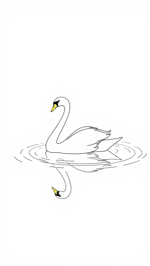 elegant swan line art