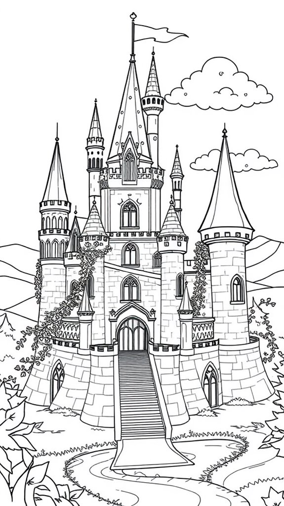 enchanting castle coloring activity