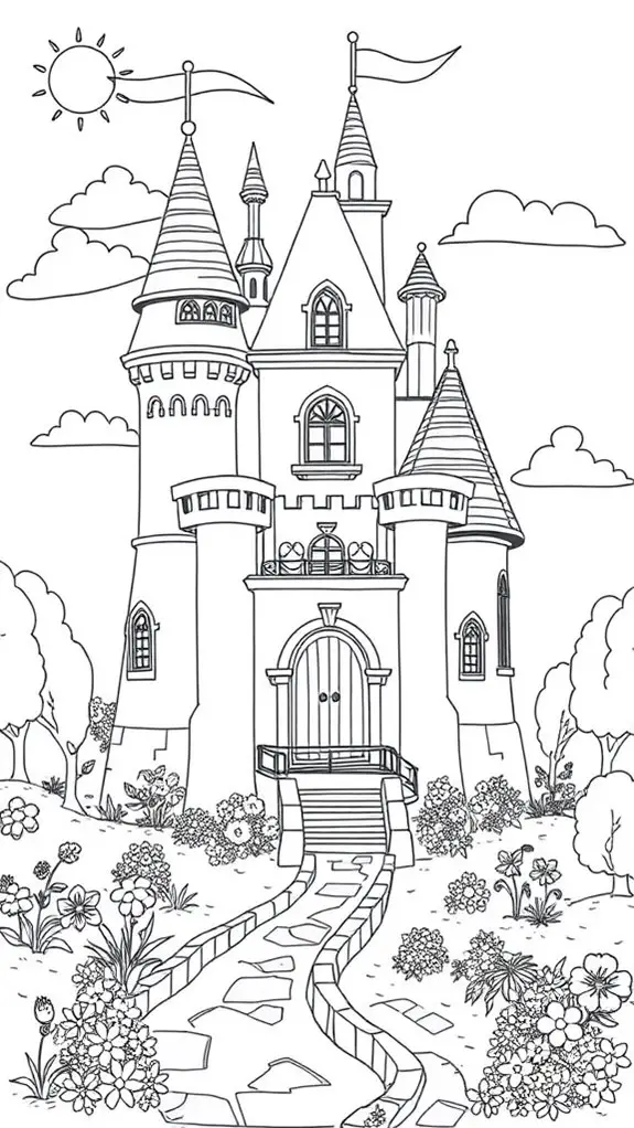 enchanting castle coloring page